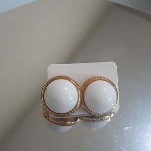 Vintage Monet white dome button earrings